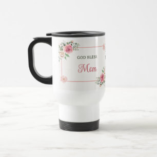 Taza De Viaje Día de la Madre Dios Bendiga a Mamá – Floral Acuar