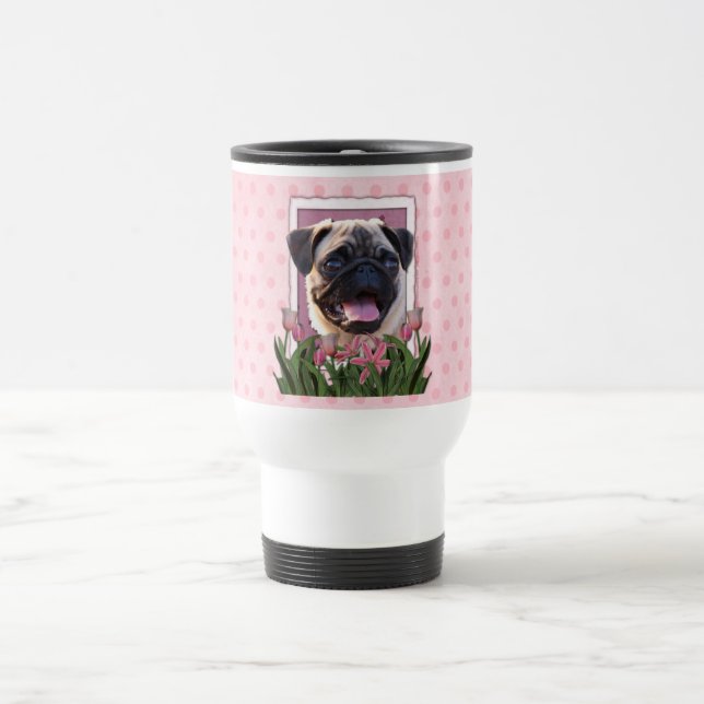 Taza De Viaje Día de la Madre - tulipanes rosados - barro (Centro)