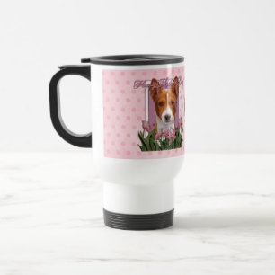 Taza De Viaje Día de la Madre - tulipanes rosados - Basenji