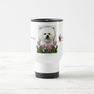 Taza De Viaje Día de la Madre - tulipanes rosados - Bichon Fris