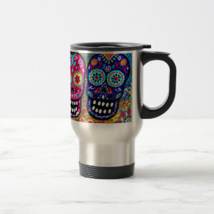 Taza De Viaje Día de las cabezas muertas del cráneo