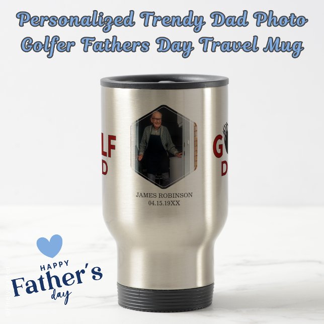 Taza De Viaje Día de los Padres de Trendy Dad Foto Golfer Person (Subido por el creador)
