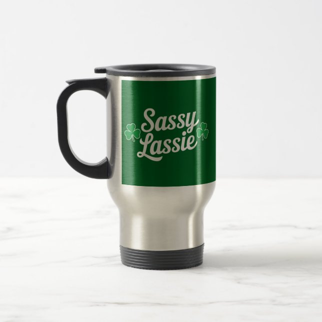 Taza De Viaje Día de los Sassy Lassie Funny Irlandés (Izquierda)
