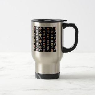 Taza De Viaje Día de Muertos Mexicano Calavera Cruz de Huesos