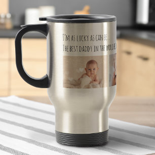 Taza De Viaje Día del Padre   Lucky Me 3 Fotos Personalizadas