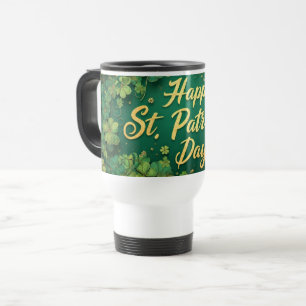Taza De Viaje Día Feliz de San Patricio Diseño de Trébol