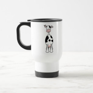 Taza De Viaje Dibujo animado blanco y negro de la vaca. Frente