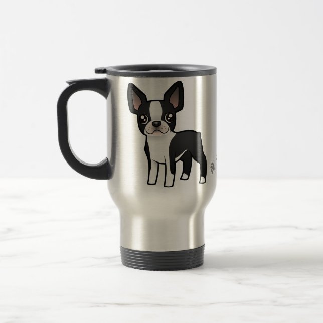 Taza De Viaje Dibujo animado Boston Terrier (Izquierda)