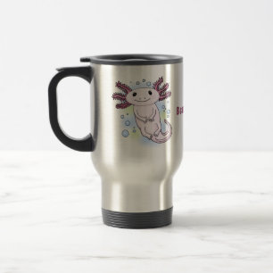 Taza De Viaje Dibujo animado de ajolote rosa adorable