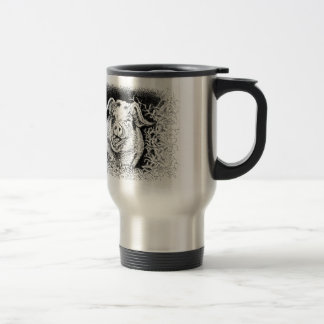 Taza De Viaje dibujo animal del cerdo feliz