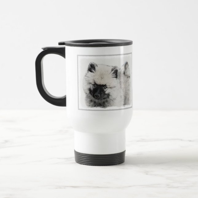 Taza De Viaje Dibujo de cachorro Keeshond - Arte de perro origin (Izquierda)