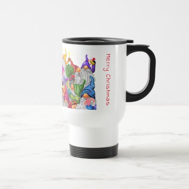 Taza De Viaje Dibujo de Personalizado de Gnome navideño  (Derecha)
