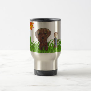 Taza De Viaje Dibujo del muchacho y del perro