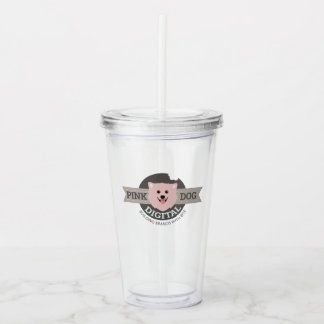 Taza de viaje digital de acero inoxidable Pink Dog