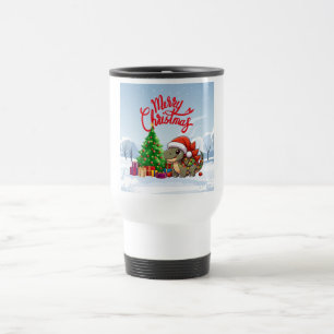 Taza De Viaje Dino de Navidad para bebé lindo y caprichoso