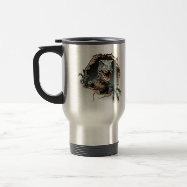 Taza De Viaje Dinosaurio de Raptor Jurásico Personalizado (Izquierda)