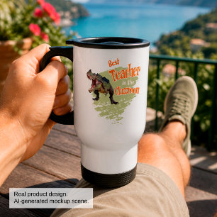 Taza De Viaje Dinosaurio Divertido Mejor Maestro en el Salón de