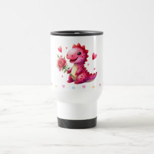 Taza De Viaje Dinosaurio El día de San Valentín lindo