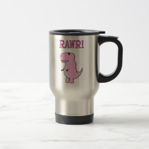 Taza De Viaje Dinosaurio T-Rex, Personalizado Rosa Cuto Y Enojad