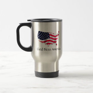 Taza De Viaje Dios bendice América con la bandera del mapa