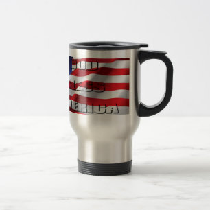 Taza De Viaje Dios Patriótico Bendice América En La Bandera Amer