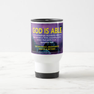 Taza De Viaje DIOS PUEDE Efesianos 3:20 Cristiano MONOGRAM