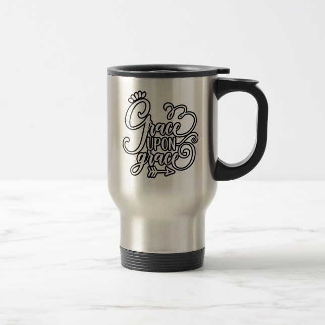 Taza De Viaje Diseño cristiano Gracia por gracia (Derecha)