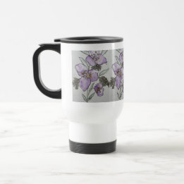 Taza De Viaje Diseño de Acuarela de Flor Púrpura