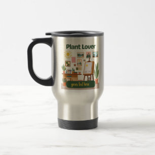 Taza De Viaje Diseño de espacio de trabajo creativo y vegetación