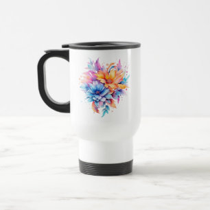 Taza De Viaje Diseño de flores florales acuarela-24683