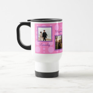 Taza De Viaje Diseño de foto de pareja rosa con texto personaliz