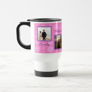 Taza De Viaje Diseño de foto de pareja rosa con texto personaliz