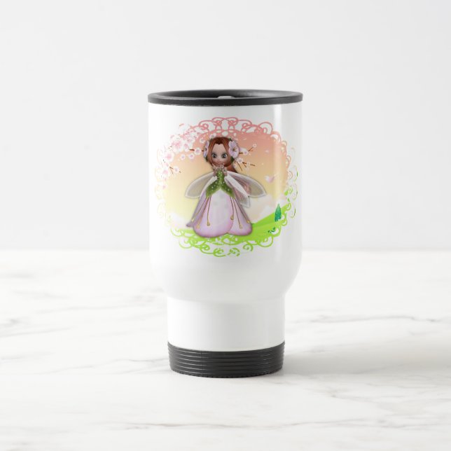 Taza De Viaje Diseño de hadas de flores 3 Mug (Centro)