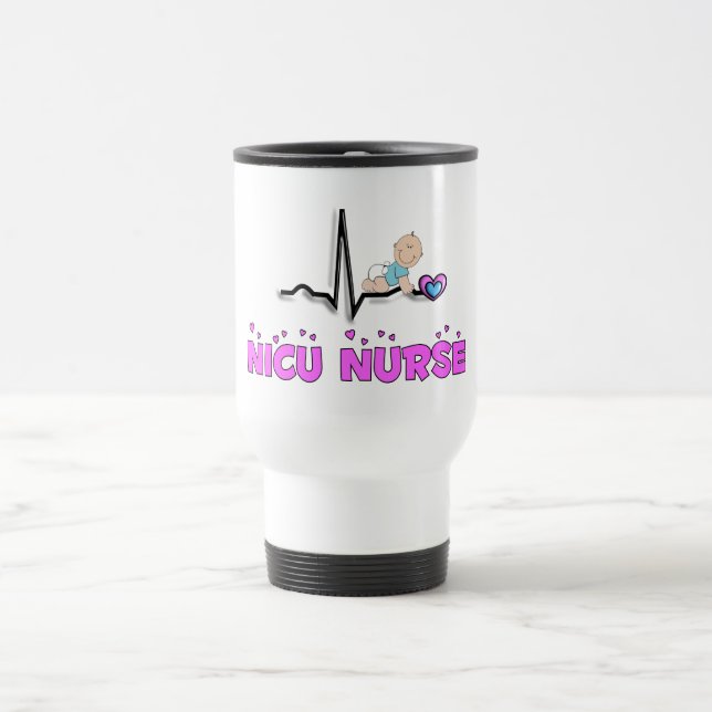 Taza De Viaje Diseño de la enfermera QRS de NICU (Centro)