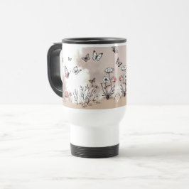 Taza de viaje - Diseño de mariposa neutral de la n