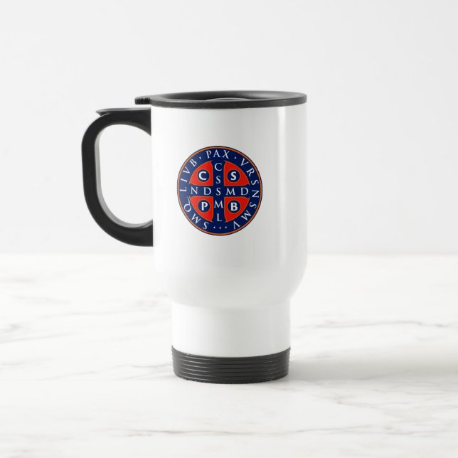 Taza De Viaje Diseño de medallas de San Benedicto (Izquierda)