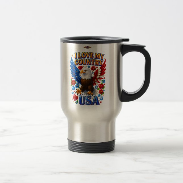 Taza De Viaje Diseño de música: Amo mi país - Estados Unidos (Derecha)