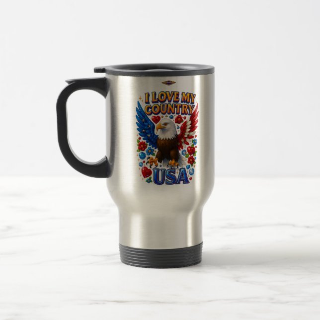 Taza De Viaje Diseño de música: Amo mi país - Estados Unidos (Izquierda)