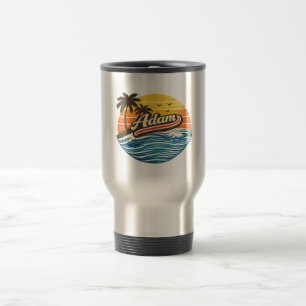 Taza De Viaje Diseño de nombre Adam Retro Sunset