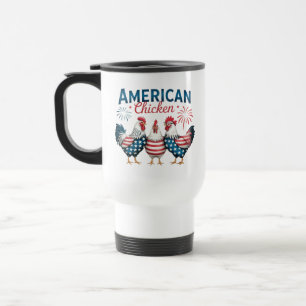 Taza De Viaje Diseño de pollo patriótico americano del 4 de juli