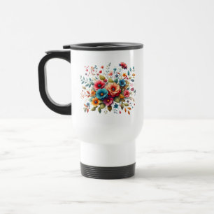 Taza De Viaje Diseño de ramo floral colorido-58576