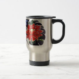 Taza De Viaje diseño de tatuaje japonés de flor de peonía