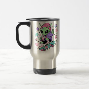 Taza De Viaje Diseño de té burbuja skater alien kawaii