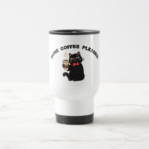 Taza De Viaje Diseño divertido de café con gato: “Más café, por 