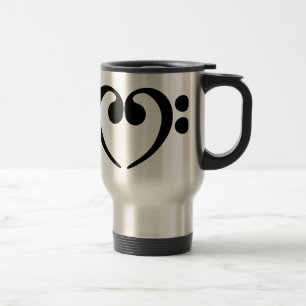 Taza De Viaje Diseño elegante del corazón del clef bajo de la