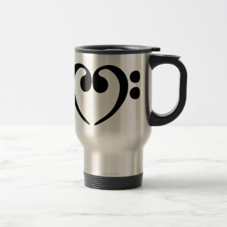 Taza De Viaje Diseño elegante del corazón del clef bajo de la