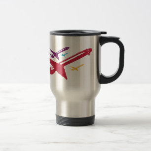 Taza De Viaje Diseño enojado retro del vuelo del jet del