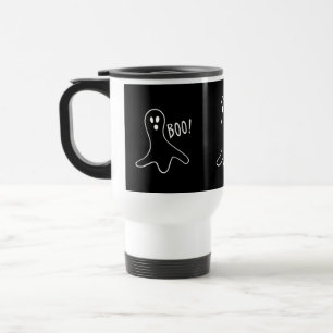 Taza De Viaje diseño fantasma negro y blanco divertido para hall