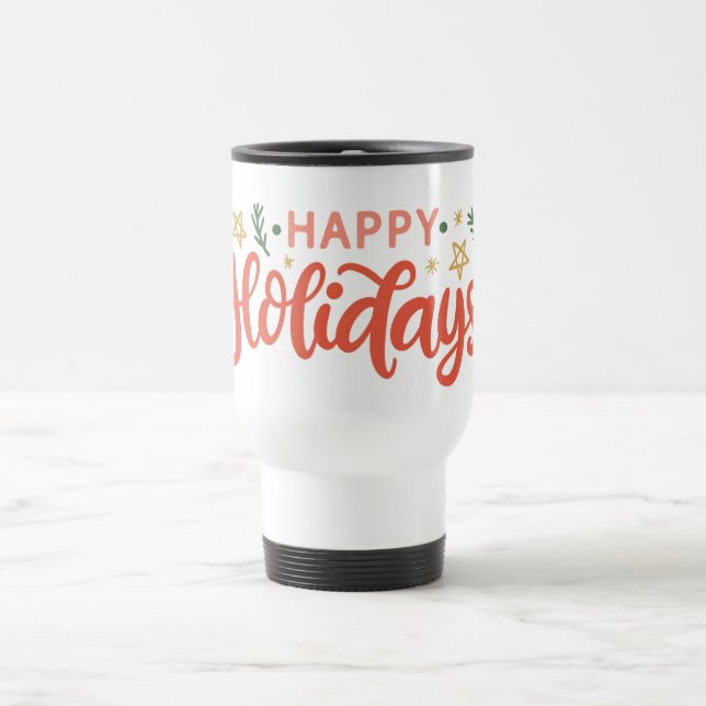 Taza De Viaje Diseño festivo feliz de vacaciones (Centro)