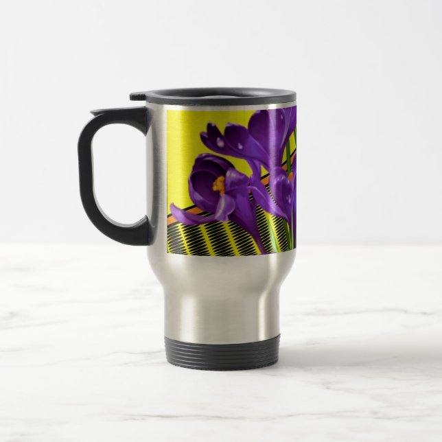 Taza De Viaje Diseño floral/geométrico de crocus (Izquierda)